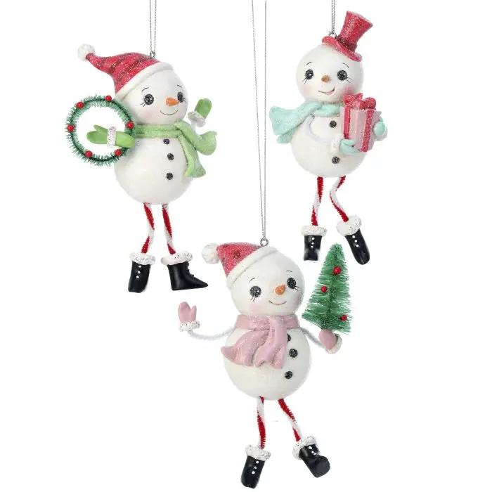 Resin Winter's Song Snowman Ornament (3 Asst) 5"