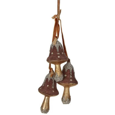 Regency Glass Triple Mushroom Ornament 6.5" - Holiday Ornaments Merchandise