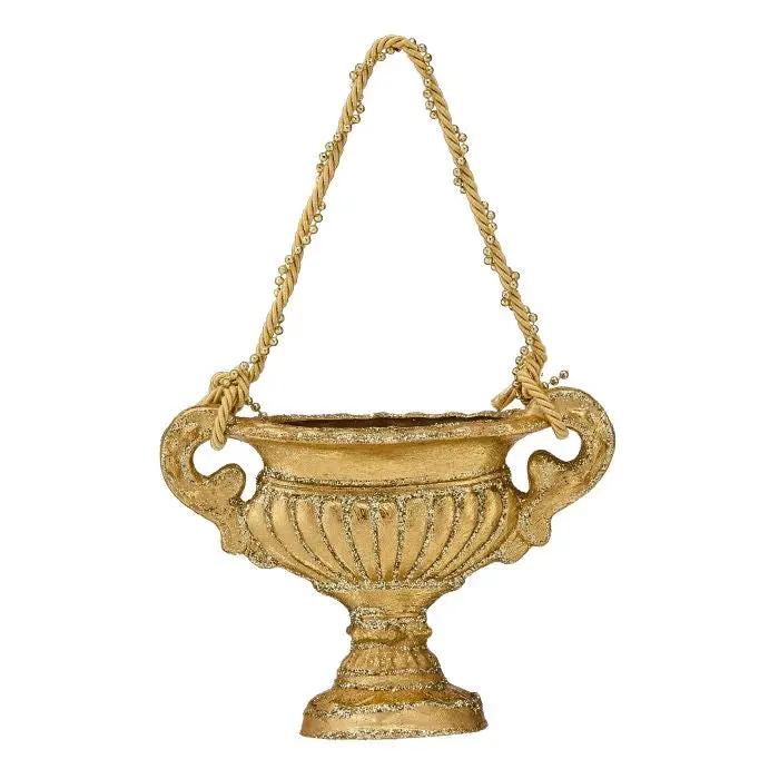 Resin Gilded Gold Urn Ornament 6"