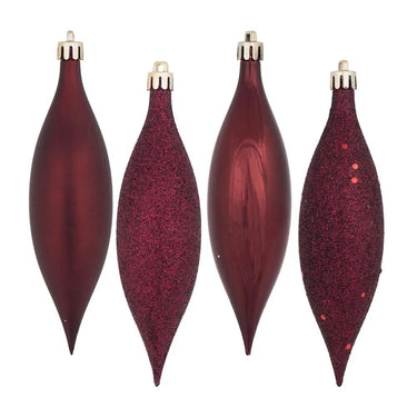 Vickerman Burgundy Drop Ornament 8/Bx 5.5" - Merchandise