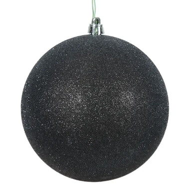 Vickerman Black Glitter Ball Ornament 4" (Bag of 6) - Holiday Ornaments Merchandise