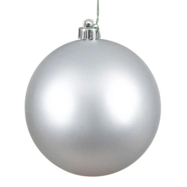 Vickerman UV Silver Matte Ball Ornament 4" (Bag of 6) - Holiday Ornaments Merchandise