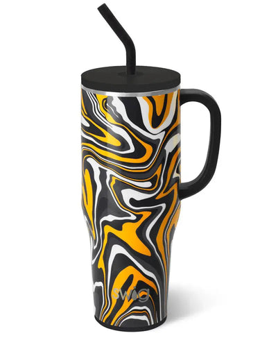 Swig Mega Mug 40oz- Fanzone Black + Yellow - Drinkware Merchandise