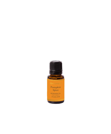 Pumpkin Spice Refresher Oil by Aromatique; amber bottle with orange label and black cap.