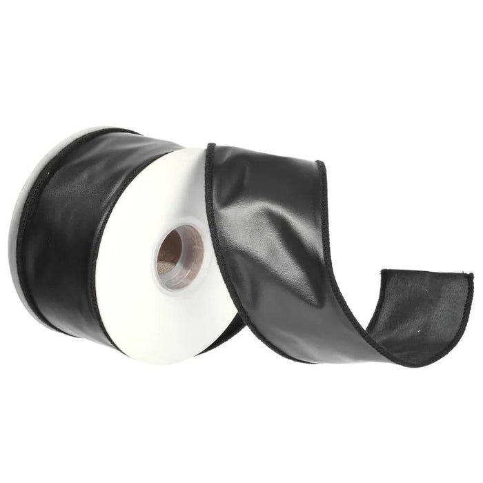 Black Artificial Leather Ribbon 2.5" x 10 Yds