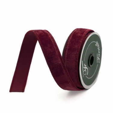 Ribbon burgundy velvet, 0.75in x 10yd, by Farrisilk