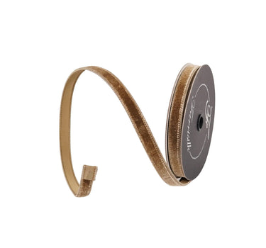 Mink Velvet Ribbon on spool; 0.75 in wide, 10 yd length, brown velvet by Farrisilk