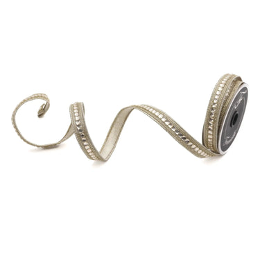 Platinum Jewelry Garland beaded ribbon trim by Farrisilk, 0.75in x 5yd on 4 spools.