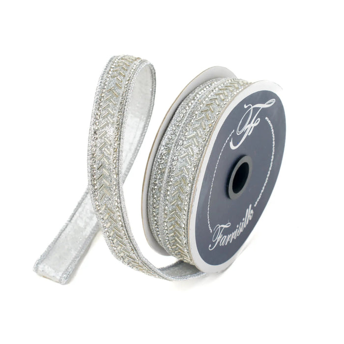 Silver Baguette Trim Ribbon .75" x 5yd