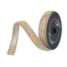 Ribbon Multicolor Sherbert Sprinkles by Farrisilk, .75in x 10yd with metallic gold edging