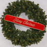Banner ribbon in red with gold Merry Christmas text, 4x28 inches, by Farrisilk