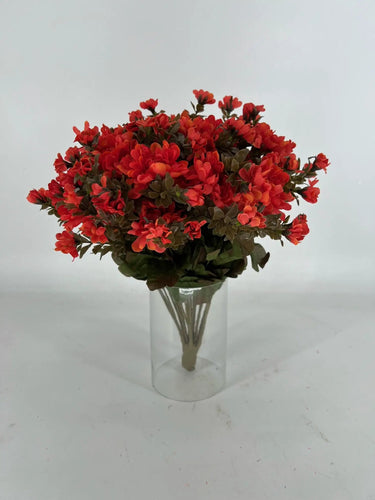 GSC Mum Bush Red/Orange 15.5" - Artificial Flowering Plants Hanging Basket & Porch Pots