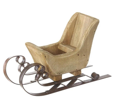 Allstate Wood Sleigh Candleholder 4.5H x 7.5"L - Candle Holders Merchandise