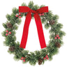 Allstate Frosted Pine Cone Silk Mini Wreath, 11-inch brown/green with red bow and berries