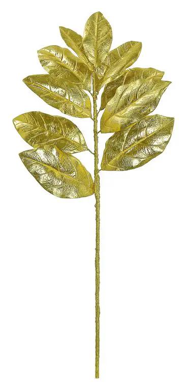 Metallic Fabric Magnolia Leaf Spray Gold, silk, 30 inches, Select