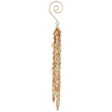 Allstate Metal Leaf Tassel Ornament Gold 8" - Holiday Ornaments Merchandise
