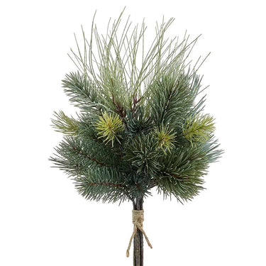 Silk Mixed Pine Bundle 18in, grey/green artificial pine with twine tie, Allstate