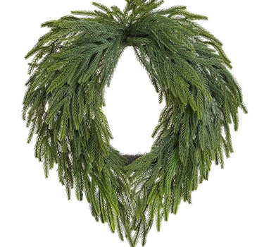 Silk oval willow pine wreath, green, 24-inch, Allstate