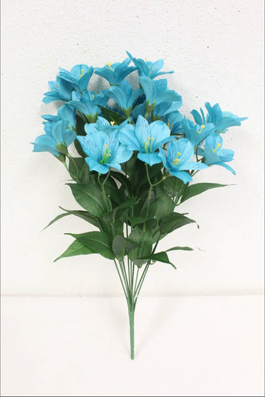 Supreme Alstromeria Bush Turquoise 21" - Artificial Flowering Plants Silk