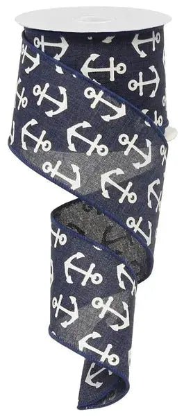 Basic Anchor Ribbon 2.5" x 100 Ft - Evergreen Home and Floral