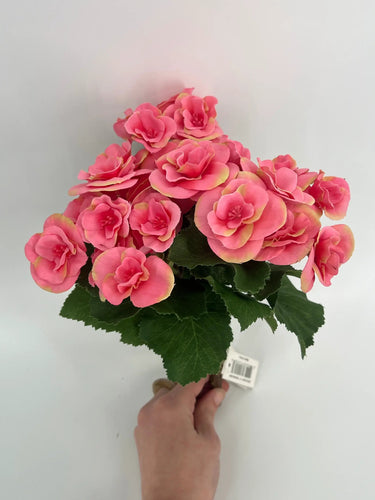 Direct Export Begonia Bush Pink 10" - Artificial Flora Silk