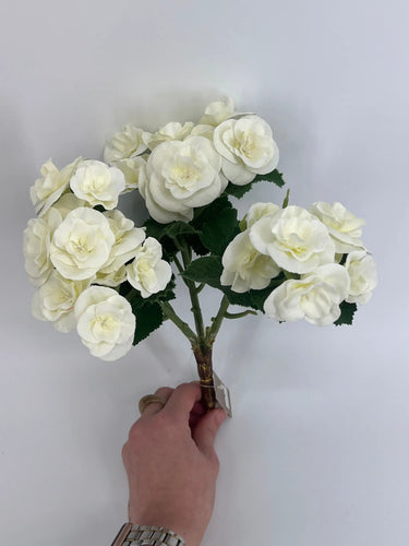 Direct Export Begonia Bush White 10" - Artificial Flora Silk