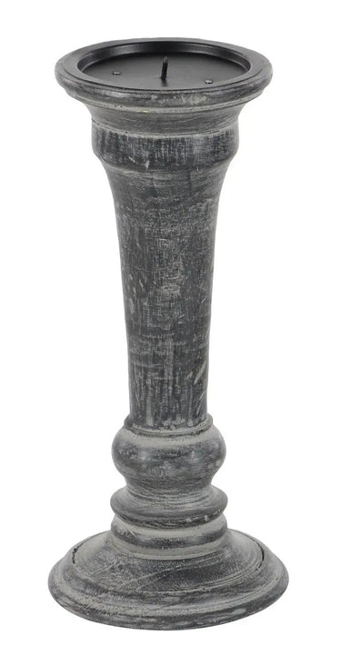 Deco Marché Black Mango Wood Candle Holder Large 10" - Candle Holders Merchandise