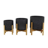 Deco Marché Black Speckled Ceramic Planter with Removeable Bamboo Stand Small 9.45"H - Planters Merchandise