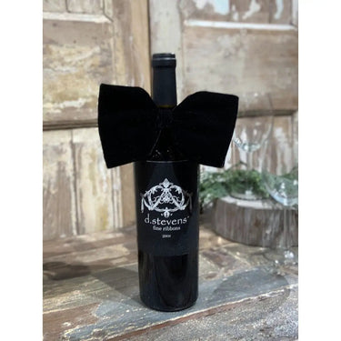 D Stevens Black Velvet Bottle Bow with Expandable Loop 6" - Wine Bottle Holders