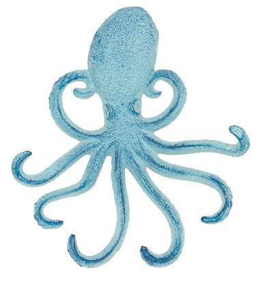 Blue Cast Iron Octopus Hook 6.75"H x 6"W - Evergreen Home and Floral