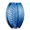 Diamond Star Blue Glass Leaf Vase 11.8"H - Vases Merchandise