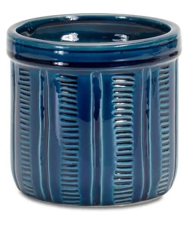 Melrose Blue Terracotta Container (3 Sizes) 5-7.5" - Vases Merchandise