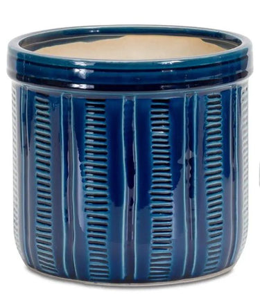Melrose Blue Terracotta Container (3 Sizes) 5-7.5" - Vases Merchandise