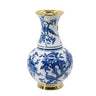 A&B Blue-White Chinoiserie Flower Vase with Gold Accent 9.5"D x 16" - Vases Merchandise