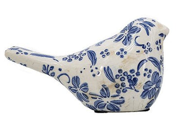 Blue - White Floral Print Bird (2 Sizes) 6 - 8" - Evergreen Home and Floral