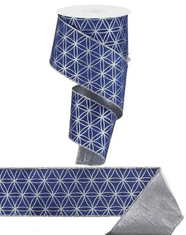 Blue/Silver Seamless Stars Ribbon 2.5" x 10Y - Evergreen Home and Floral