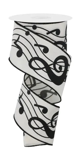 Bold Music Notes Ribbon 2.5"W x 10 yd - Evergreen Home and Floral