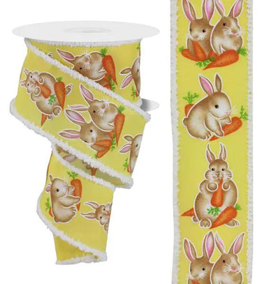 Craig Bachman Bunnies w/ Carrots/Drift Ribbon 2.5" x 10 Yd - Uncategorized Ribbon