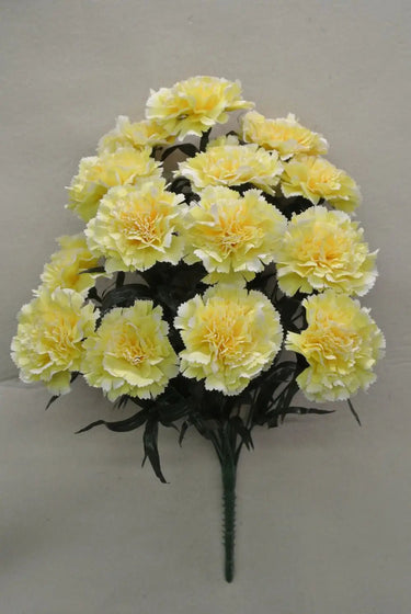 Golden Bell Carnation Bush Yellow 18" - Artificial Flowering Plants Silk