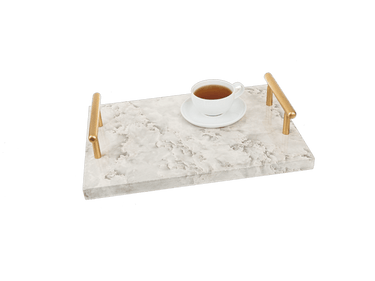 Ganz/CBK Faux Marble Tray with Gold Large 16x10.5" - Decorative Trays Merchandise