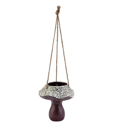 Napco Ceramic Brown Mushroom Hanging Planter 6.75"H x 18.5"L - Planters Merchandise