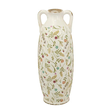 A&B Ceramic Floral Print Amphora Vase 6" x 15.5"H - Vases Merchandise