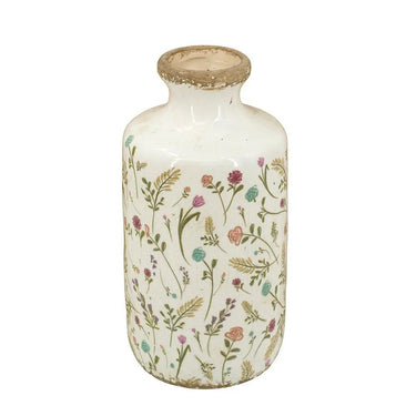 A&B Ceramic Floral Print Vase Large 5.3"D x 10.5"H - Vases Merchandise