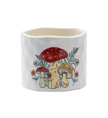 Napco Ceramic Red-Yellow Mushroom Planter 3.5" x 3"H - Planters Merchandise