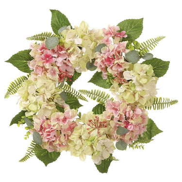 Allstate Hydrangea Wreath Pink/Green 22" - Uncategorized Silk