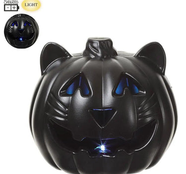 Pumpkin Cat Lamp Black 9"