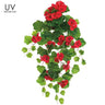 Allstate UV Geranium Hanging Bush Red 32" - Artificial Flowering Plants Silk
