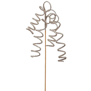 Allstate Glitter Curly Hanging Spray Champagne 28" - Uncategorized Silk