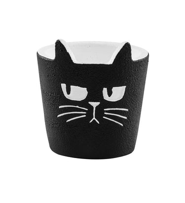 Napco Concrete Black Cat Face Planter 3/5" x 3.5"H - Planters Merchandise
