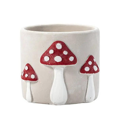 Napco Concrete Red-White Mushroom Planter 4.75" x 4.75" - Uncategorized Merchandise